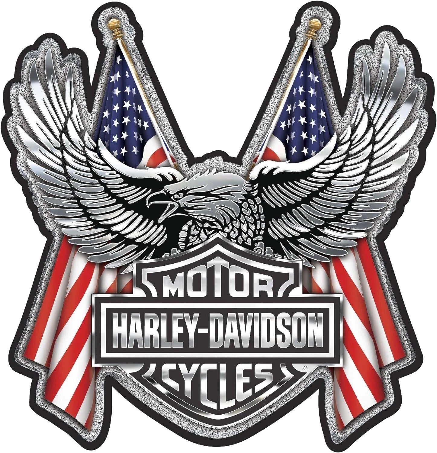 Eagle American Flags Sticker Decal Chrome for Harley Davidson