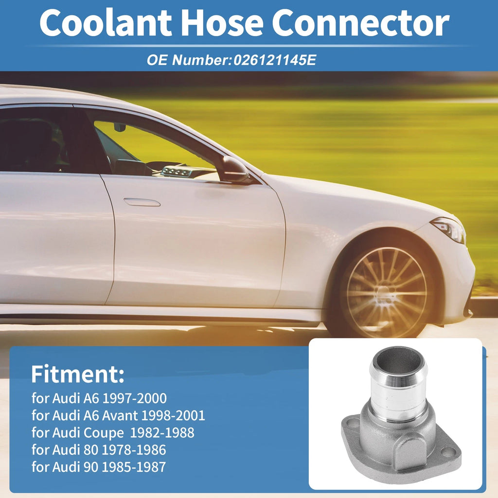 Engine Coolant Hose Connector for Audi A6 (1997–2000) Aluminum No. 026121145E