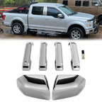 Set of 2 Top Half Mirror Caps and Door Handle Covers for Ford F150 (2015–2020)