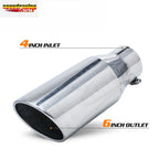 Exhaust Tip for Universal Fit (15" Slant, 4" Inlet, 6" Outlet) Stainless Steel