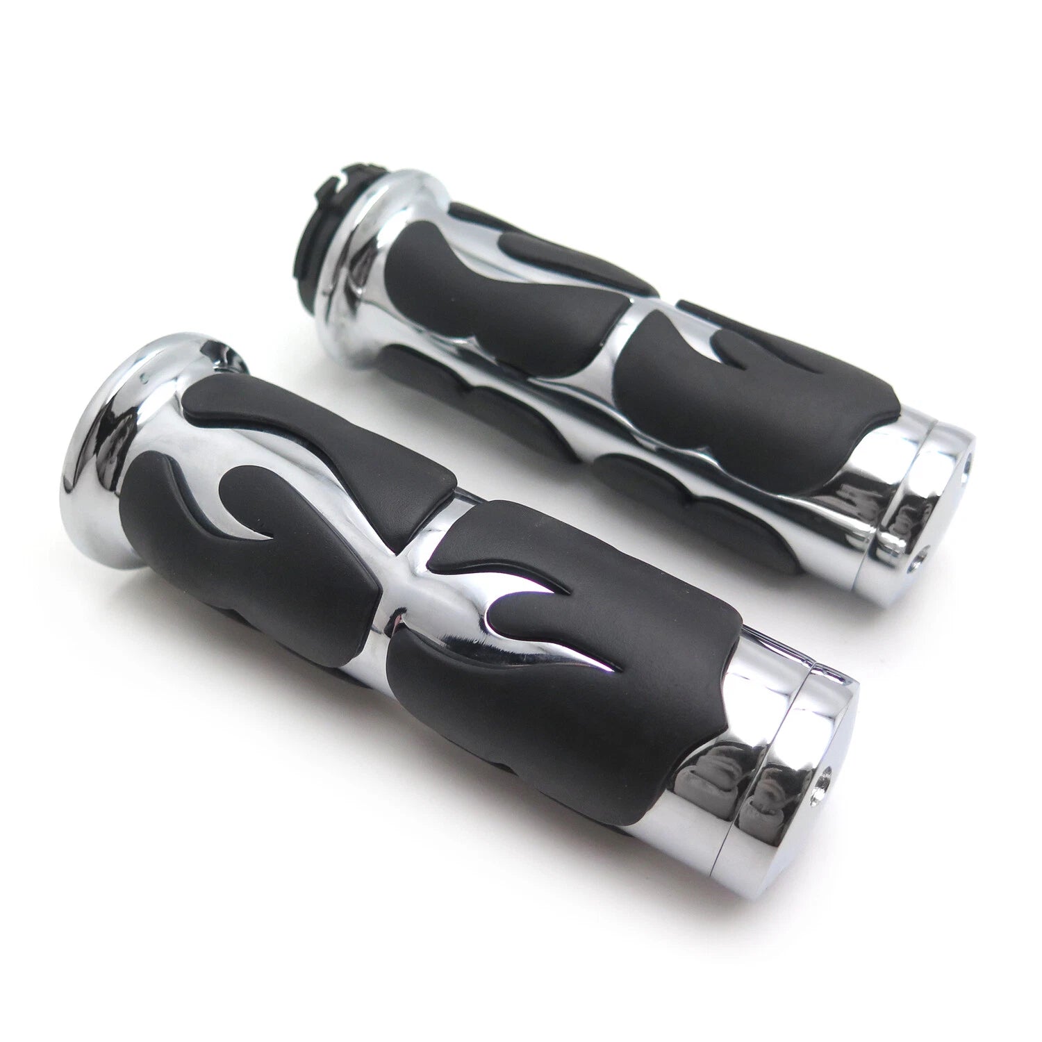 Flame Furious Fire Chrome Hand Grip Bar for Motorcycle (1" 25mm)