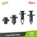 Set of 40 Black Plastic Rivets Fasteners for Universal Automobiles
