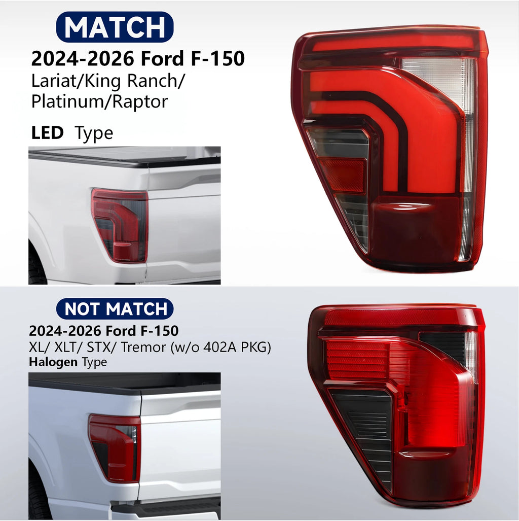 LED Tail Light Rear Brake Lamp Left Driver for Ford F-150 (2024–2026)