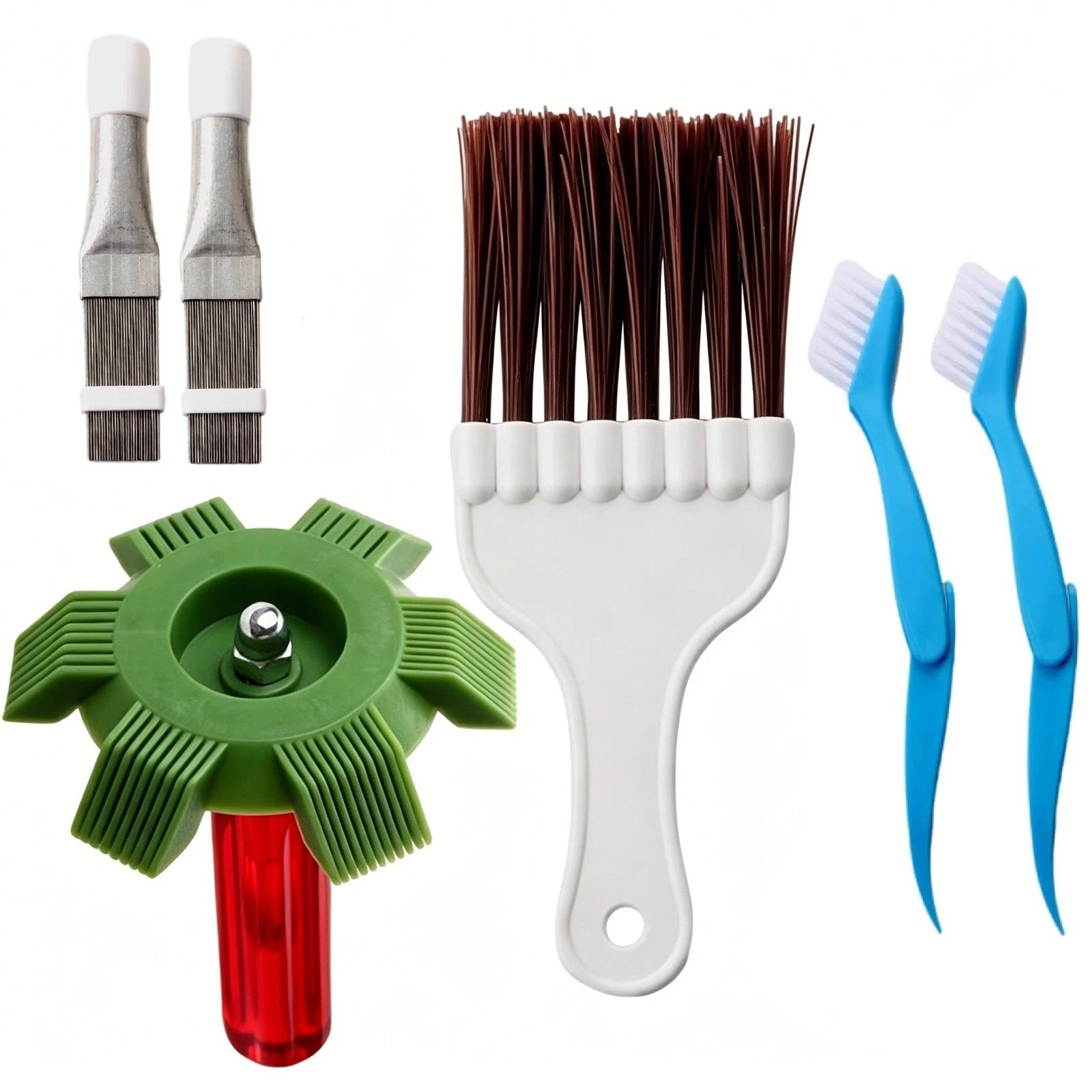 6-Piece Stainless Steel Condenser Fin Comb and Brush Kit for AC Radiator Cleaning