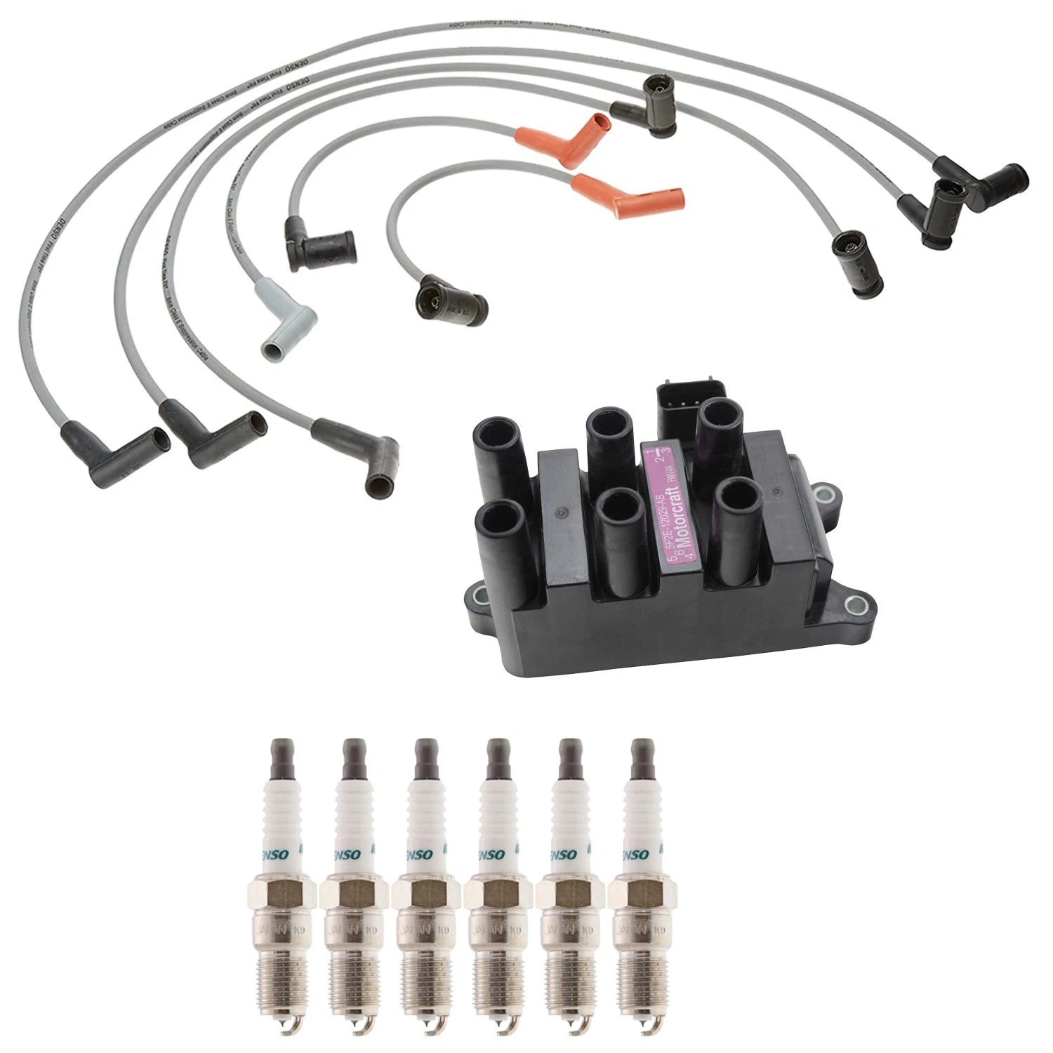 Set of 2 Ignition Coils & Denso Platinum TT Spark Plugs for Sportage