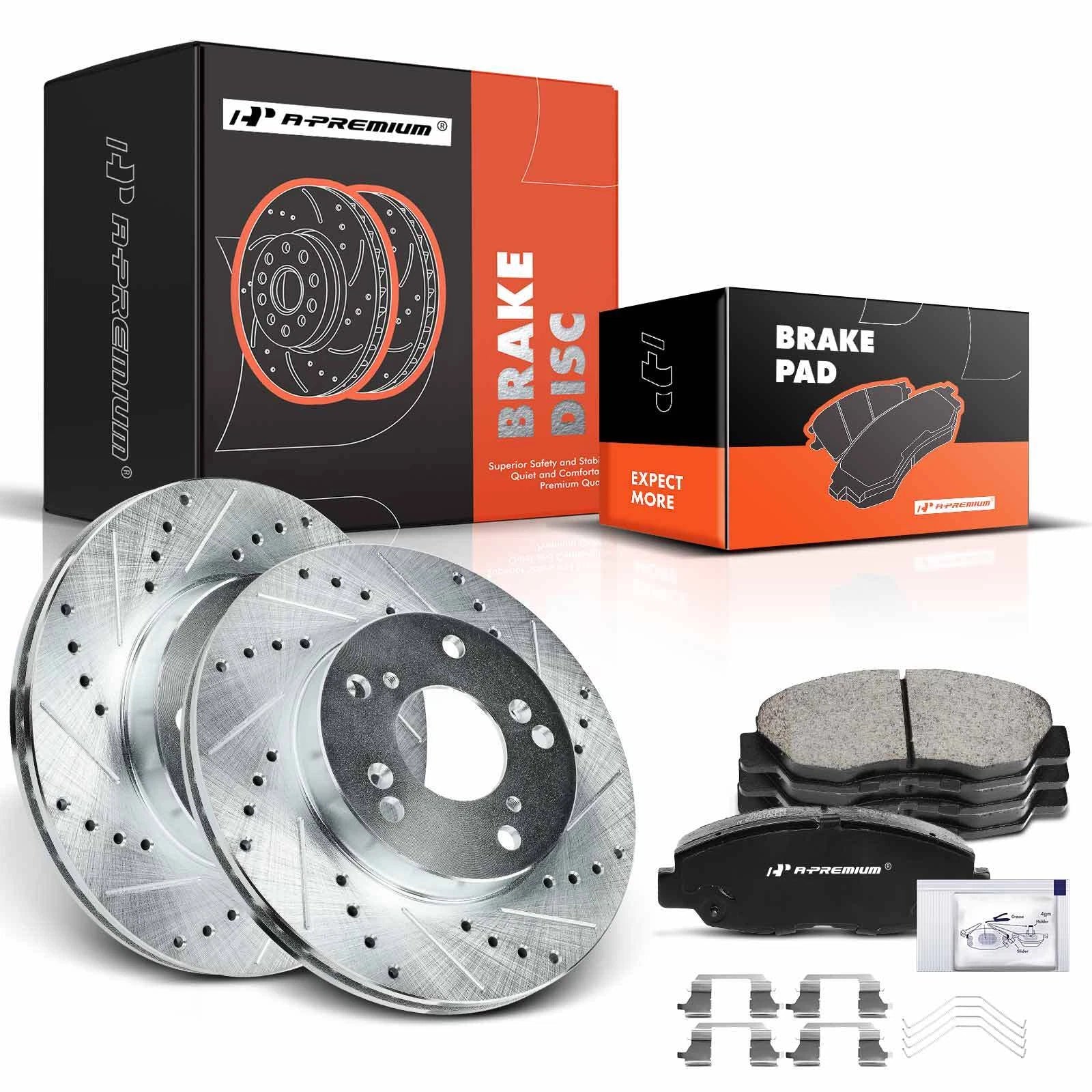 Front Drilled Brake Rotors & Ceramic Pads for Honda Civic (2012–2015)