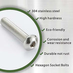 20X M6 Hex Socket Button Head Bolts for Automotive Applications (304 Stainless Steel)