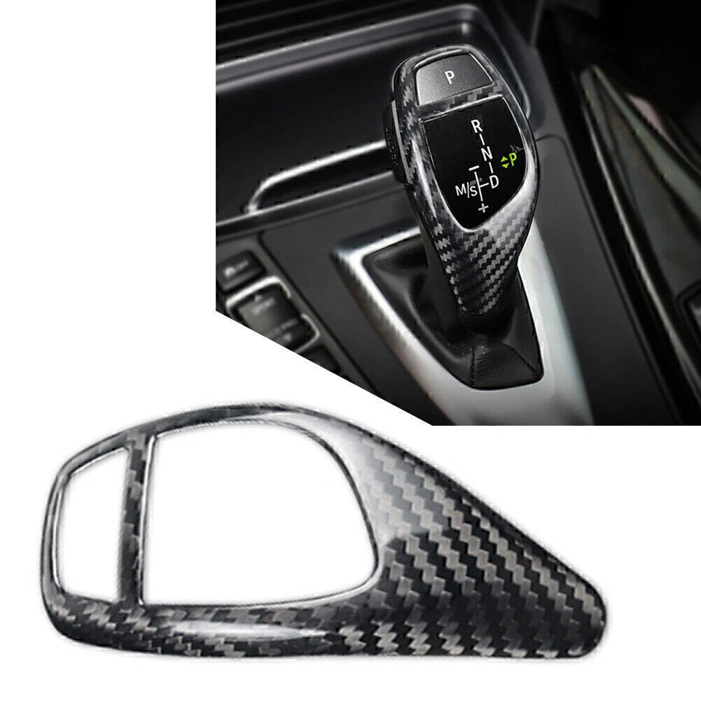 Carbon Fiber Black Gear Shift Knob Cover Trim for BMW 1 2 3 4 5 6 X3 X5 (2011–2023)