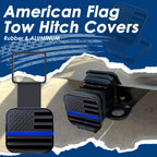 Universal Blue Line Flag Tow Hitch Covers for Tube Plug Insert Exterior (-)