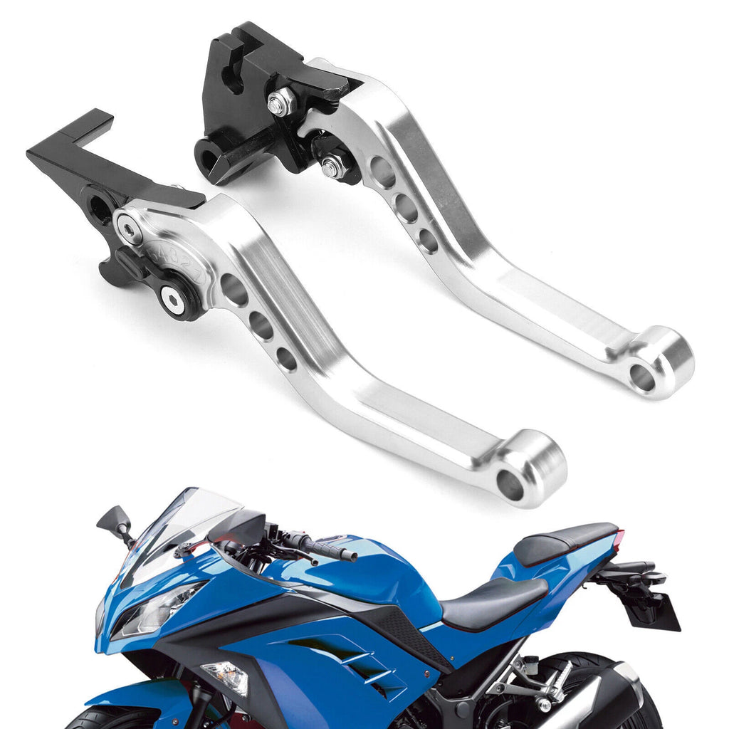 Aluminum Brake Clutch Levers for Kawasaki Ninja 250 300 (2013–2018) Silver T9
