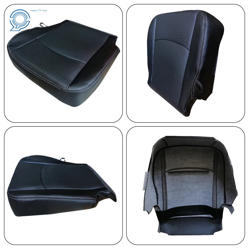 Black Leather Driver Bottom Seat Cover for Dodge Ram Laramie 1500 2500 (2013–2018)