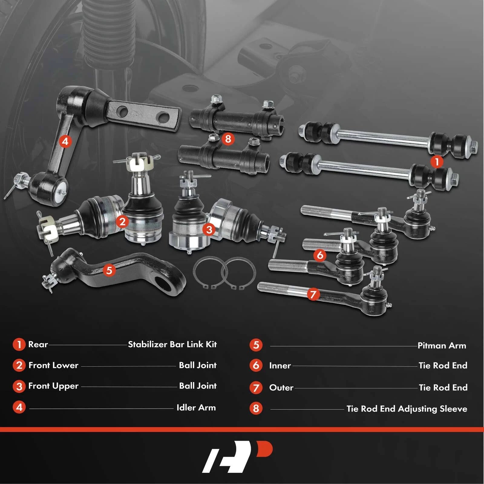 Set of 14 Rear Idler & Pitman Arm Sway Bar Links for Dodge Ram 2500 (1997–1999)