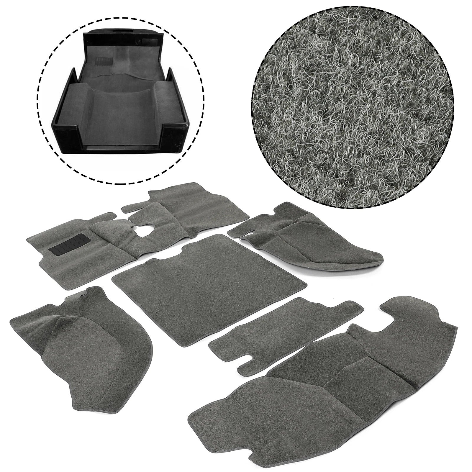 Set of 6 Carpet Floor Mats for Jeep Wrangler TJ (1997–2006) - Gray