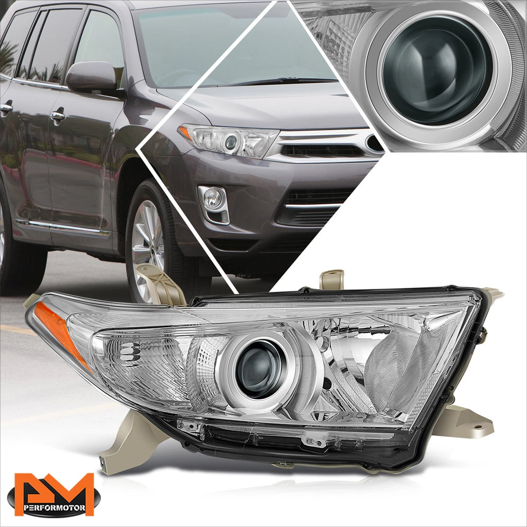 Right Side Chrome/Amber Projector Headlight Lamp for Toyota Highlander (2011–2013)