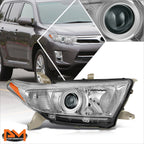 Right Side Chrome/Amber Projector Headlight Lamp for Toyota Highlander (2011–2013)