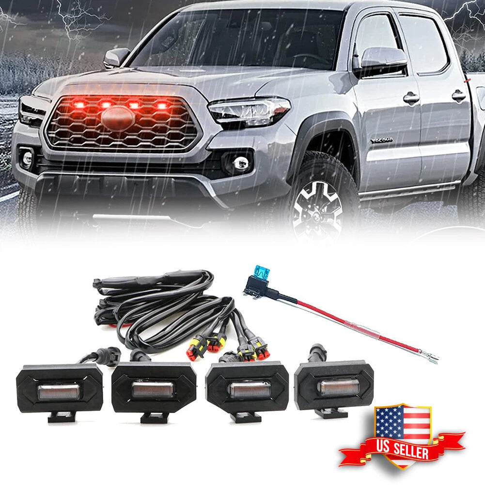 Red LED Grille Lights for Toyota Tacoma (2020–2022)