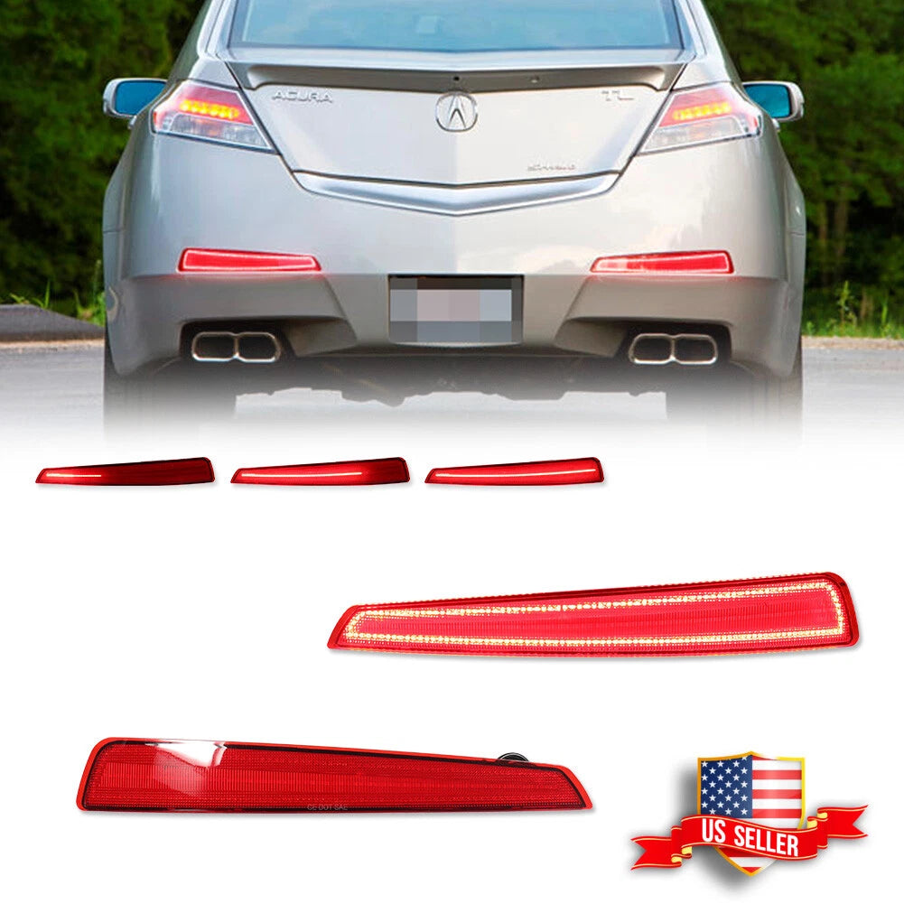 2X Red Rear Bumper LED Reflector Tail Lights for Acura TL (2009–2011)