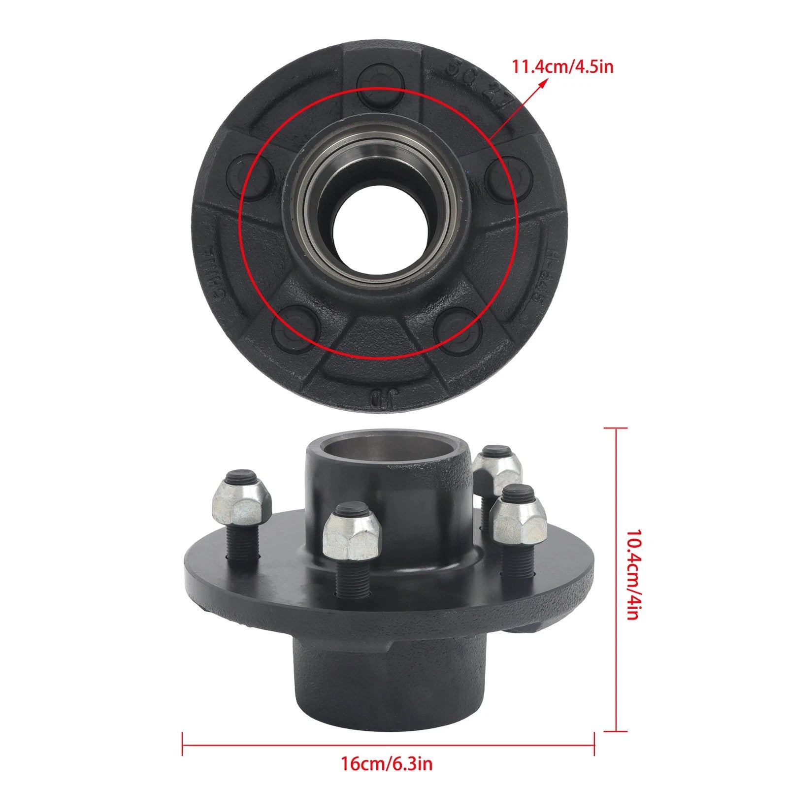 Stub End Unit Trailer Axle for 3500# L15 (5 Lug, 4.5" Idler Hub)