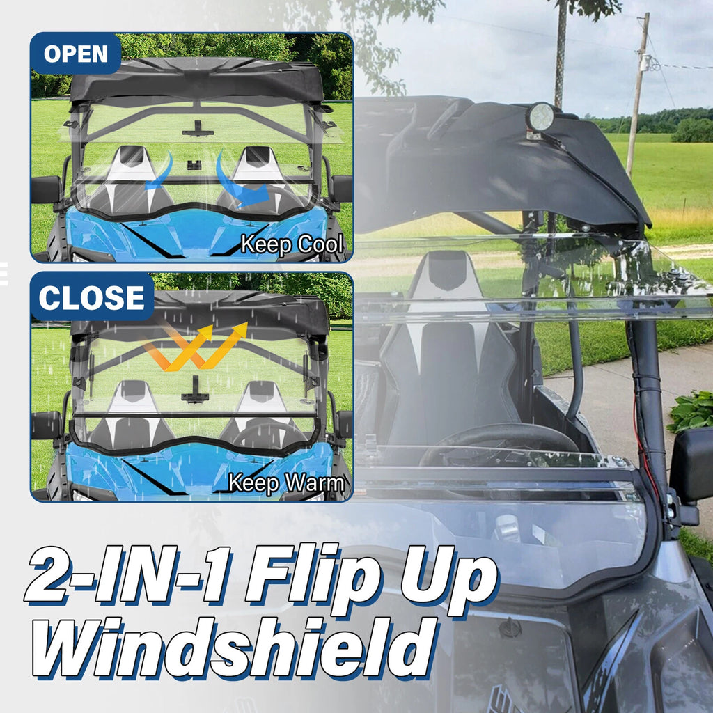 Scratch Resistant Flip Windshield for CFMOTO ZForce 1000/500/800 (2014–2023)