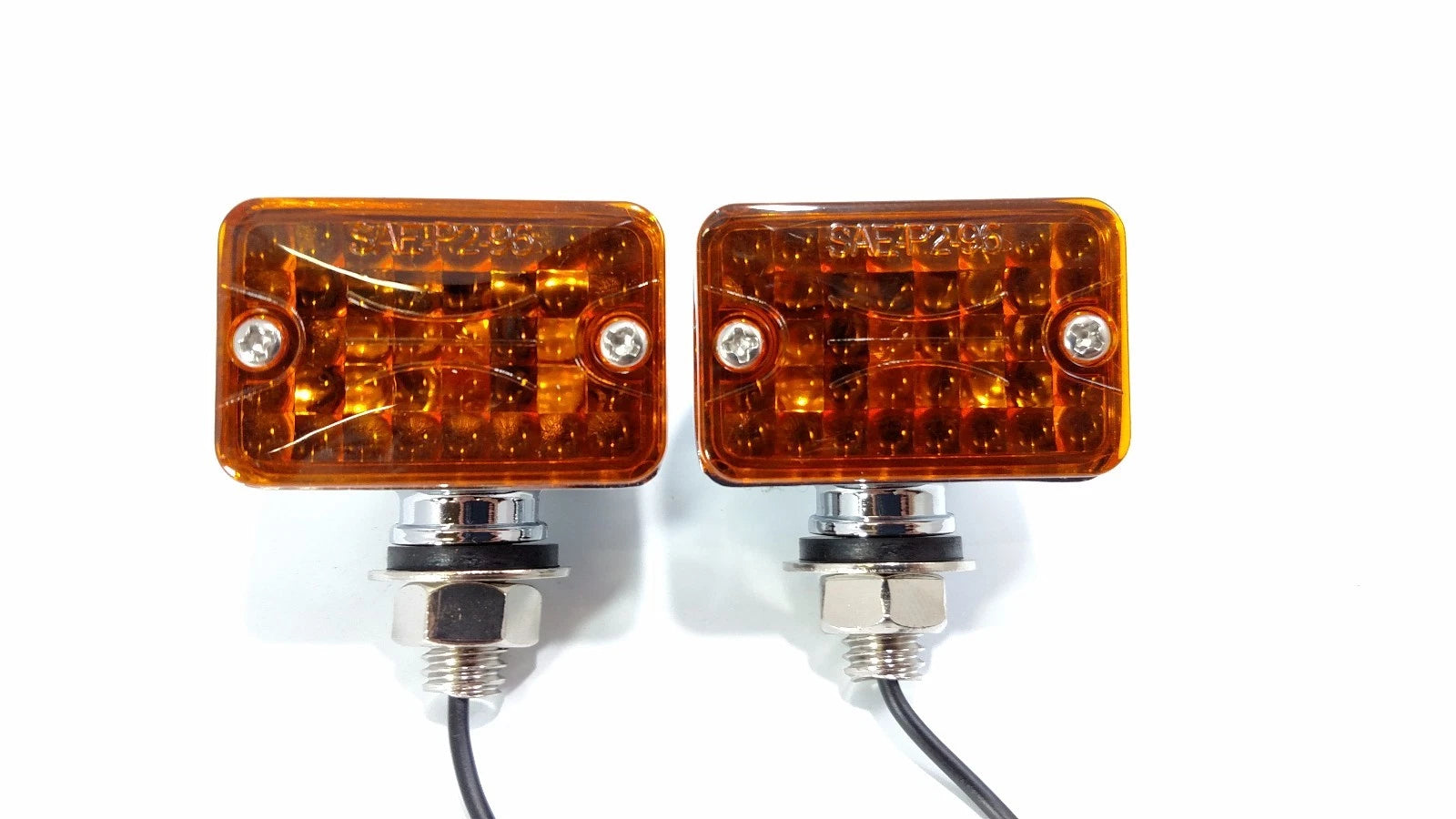 Small Amber Turn Signal Indicator Lights Chrome Replacement for Hot Rod (—)