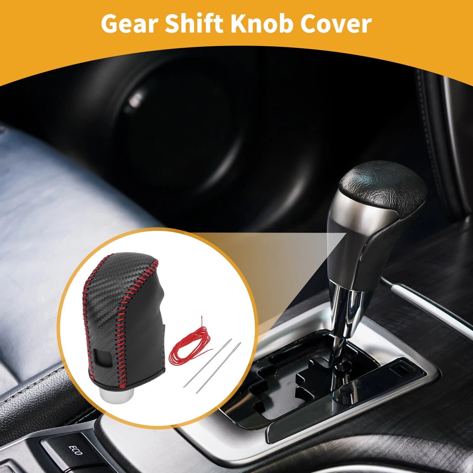 Gear Shift Knob Cover for Nissan Altima (2019–2024) Black Carbon Fiber Red