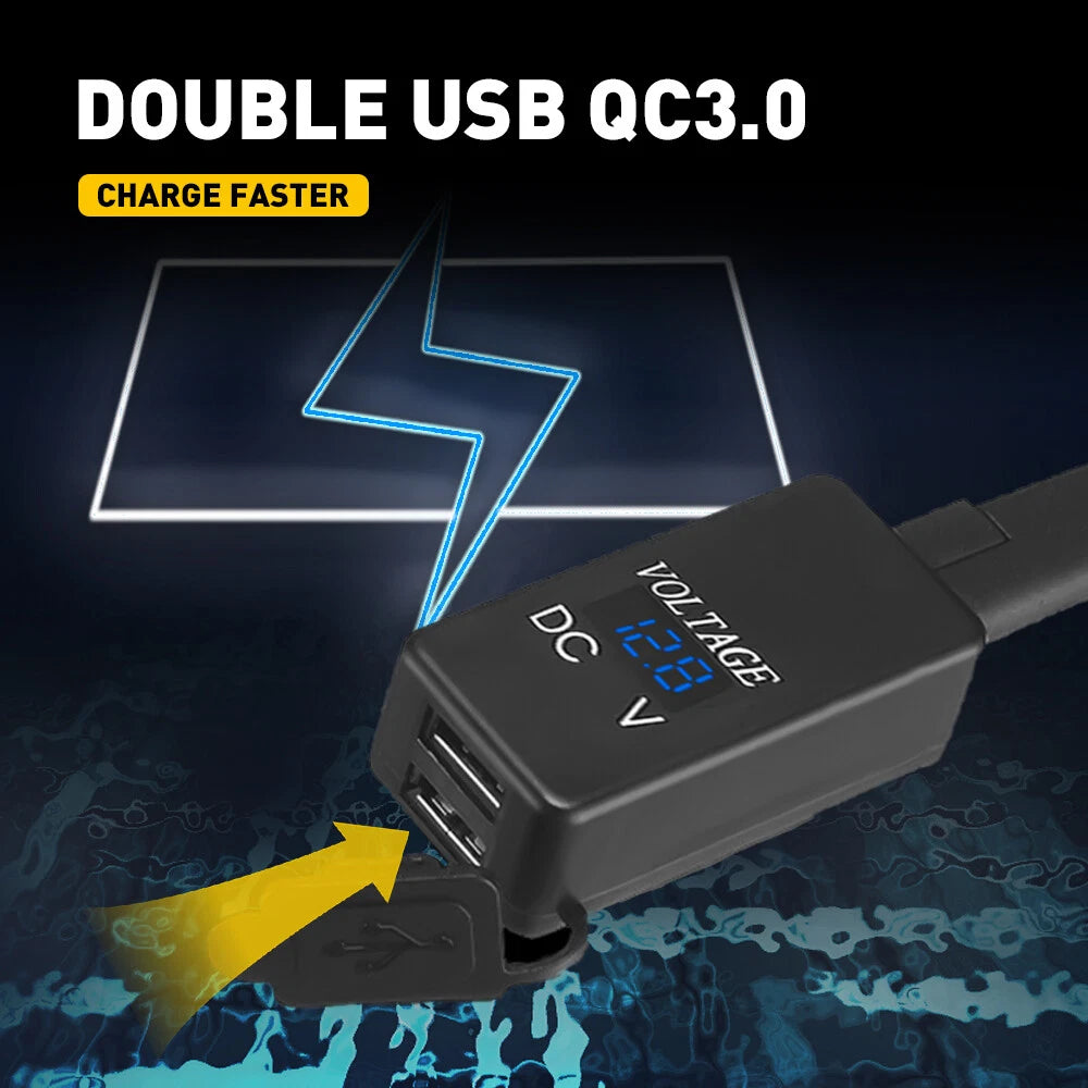 Dual USB Phone Charger Adapter for Motorcycle (Waterproof)