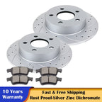 Rear Slotted Rotors & Ceramic Brake Pads for Ford Focus (2012–2018)