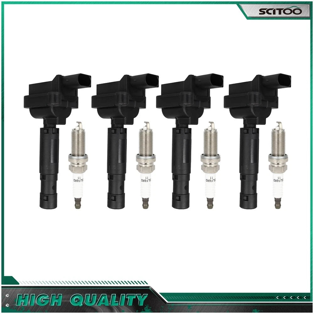 Set of 4 Ignition Coils & Spark Plugs for Mercedes-Benz C230 (2003–2005)