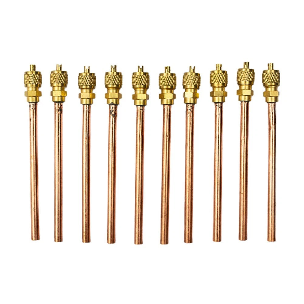 10 Pcs Access Valves Copper Tube for Air Conditioner Refrigeration