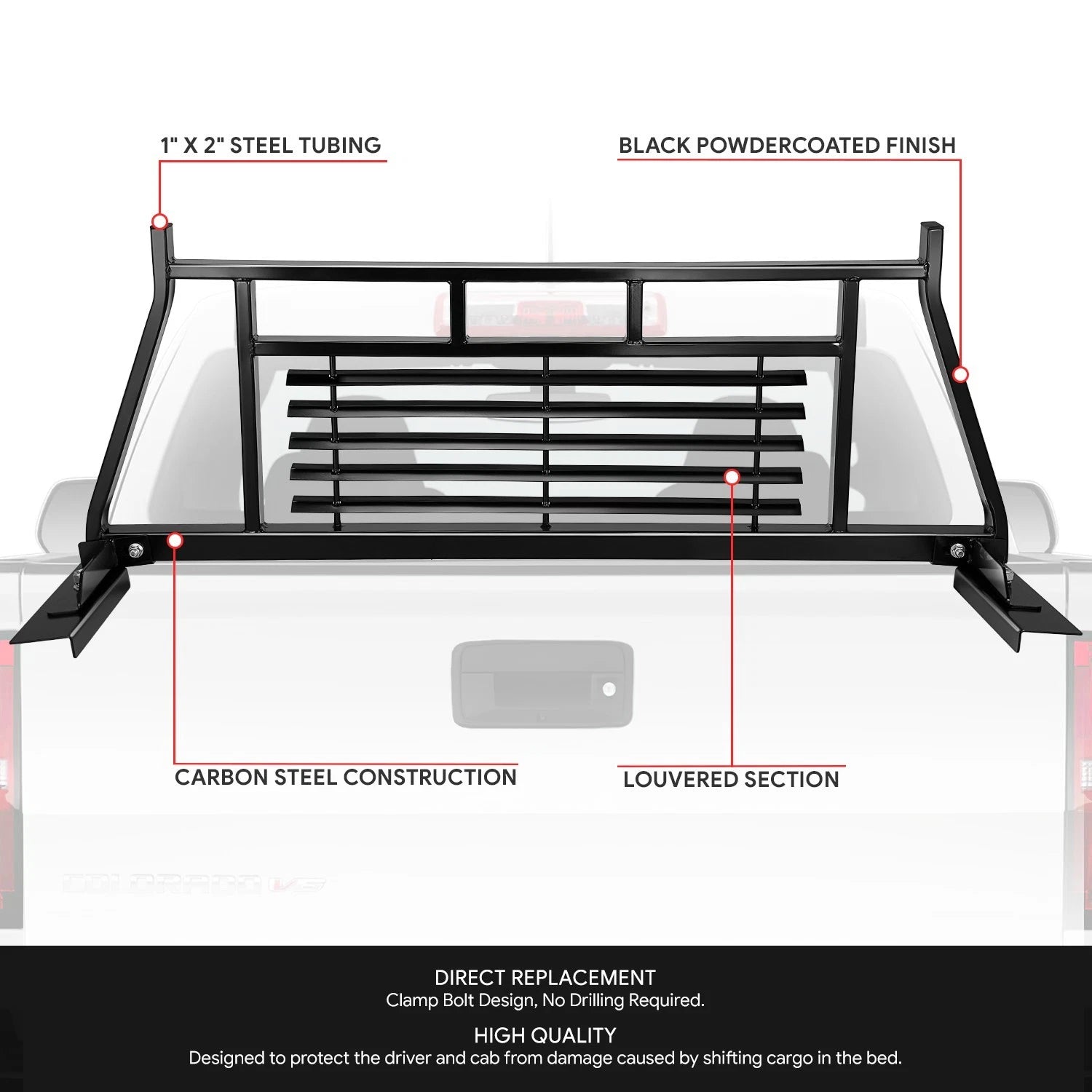 Rear Headache Rack for Colorado Canyon (2015–2022) Carbon Steel