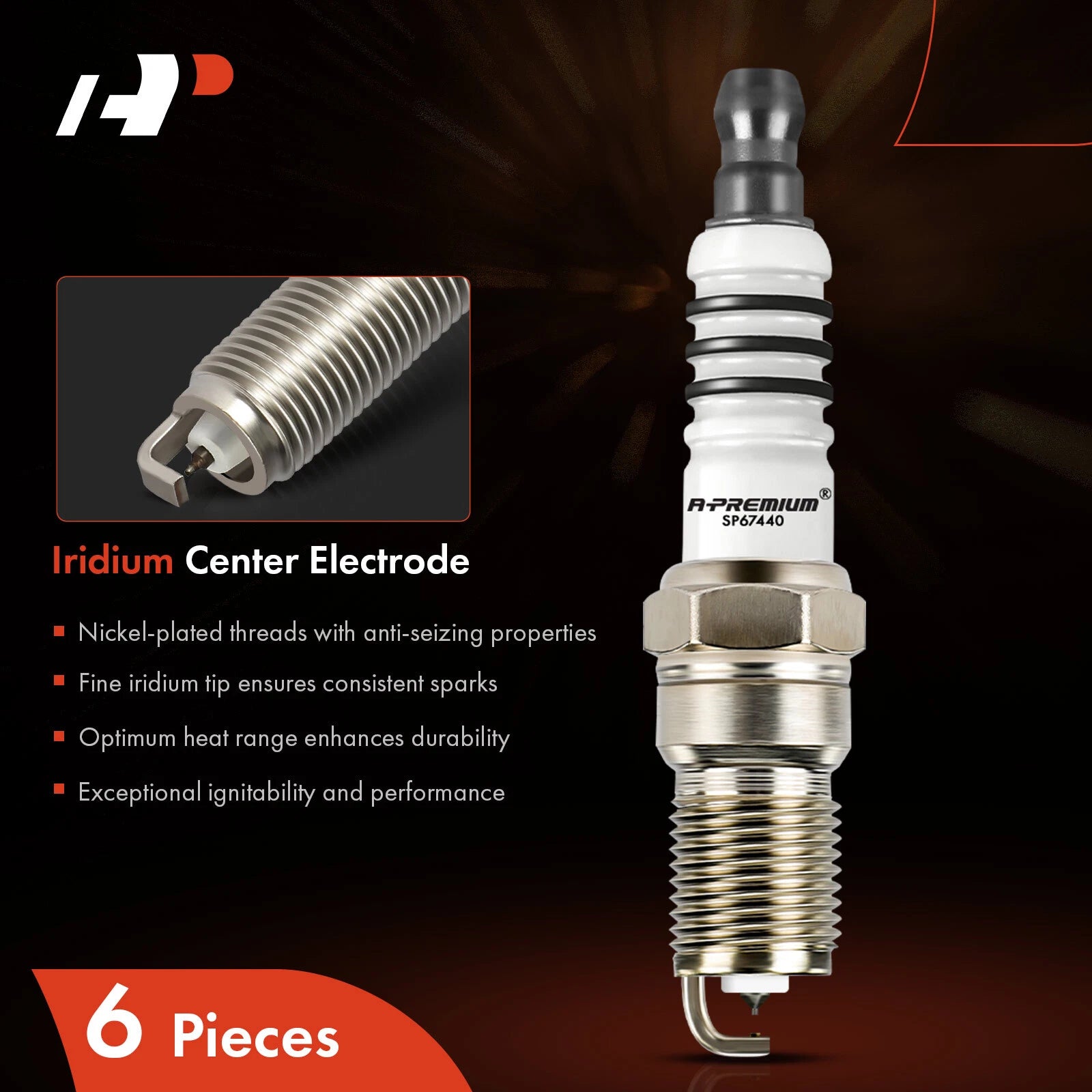 Set of 6 Iridium Platinum Spark Plugs for Ford Freestar (2006–2007)
