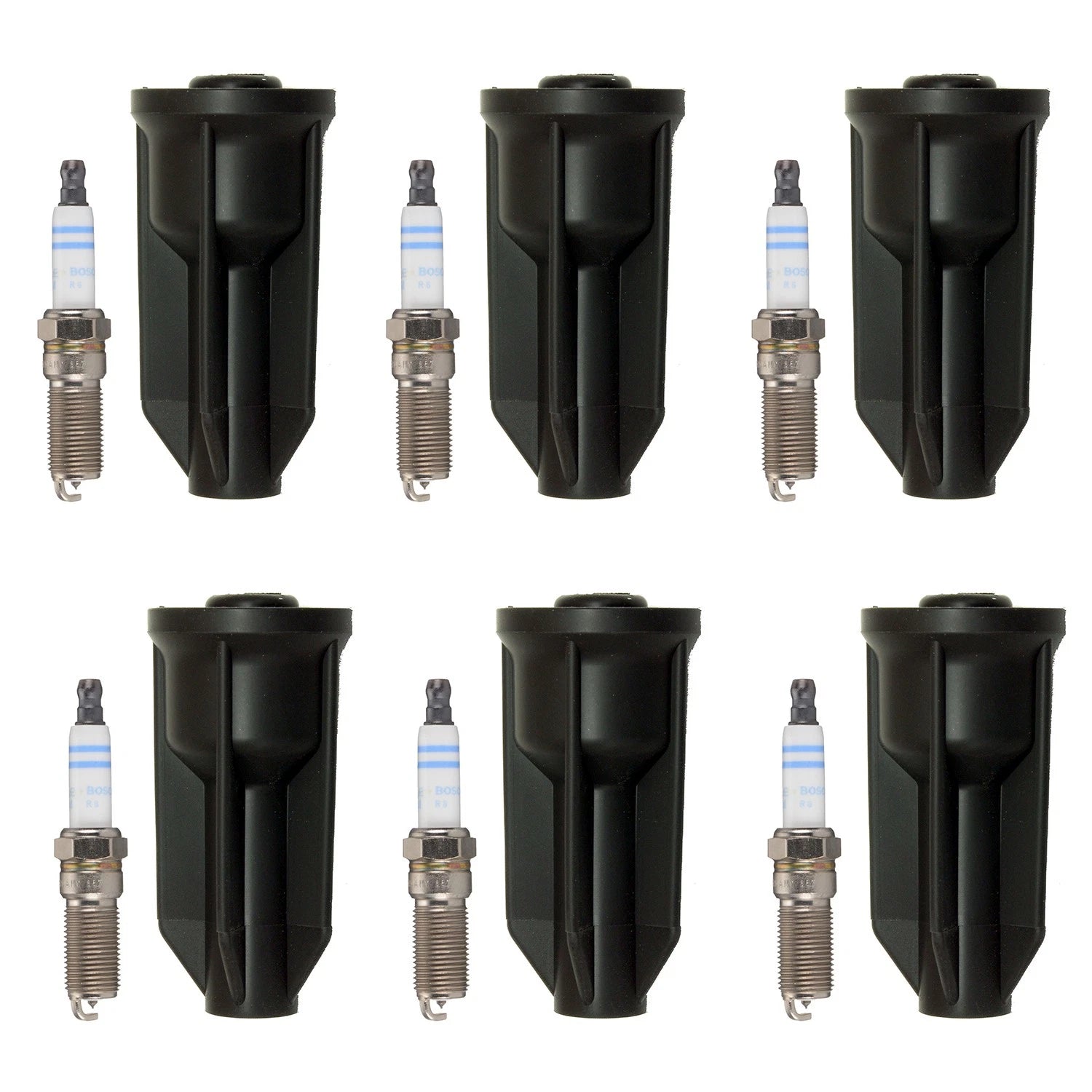Set of 6 Double Iridium Spark Plugs & NGK Coil Boots for Trailblazer Envoy (L6)