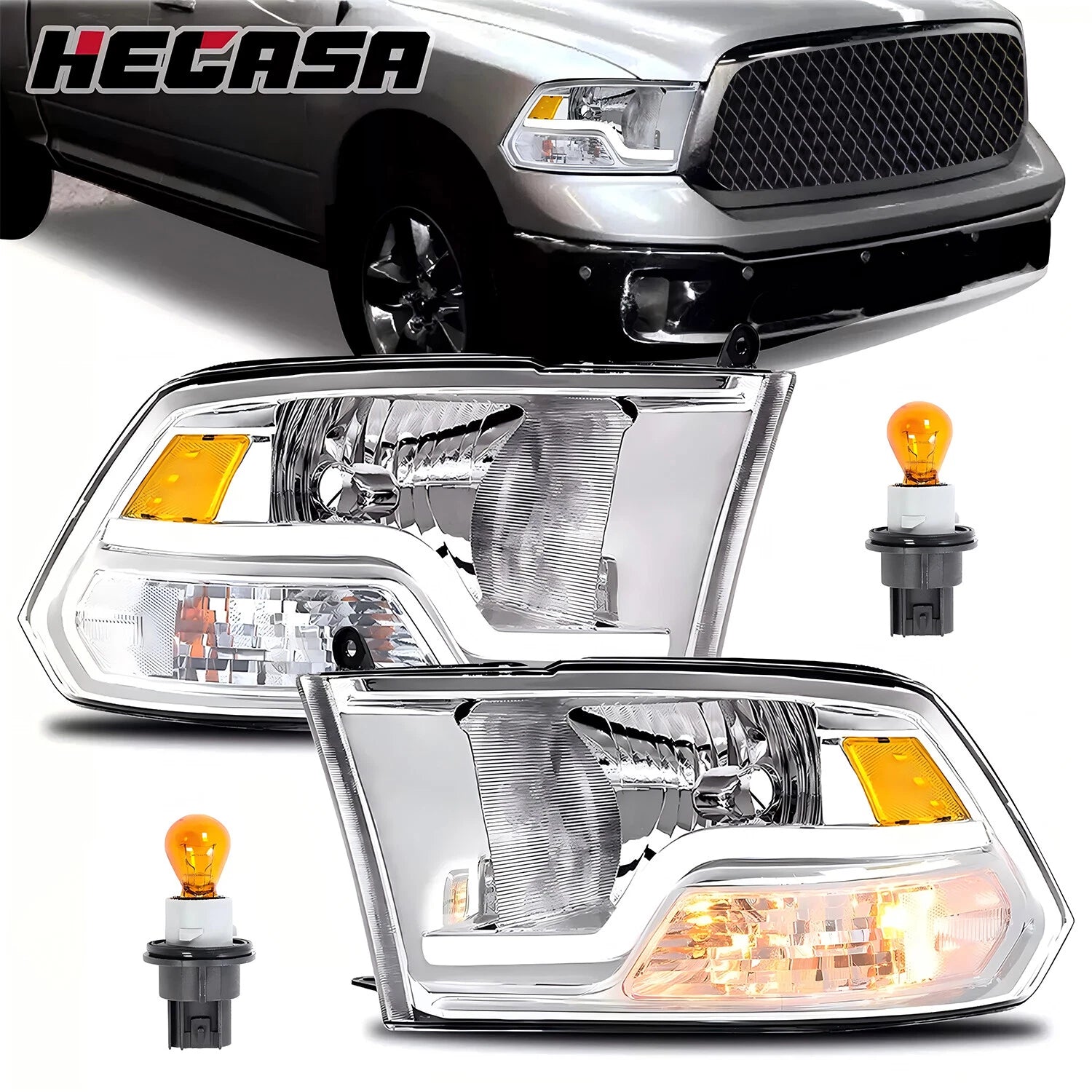 LED Headlights with Sequential Turn Signal for Dodge Ram 1500 2500 3500 (2009–2018)
