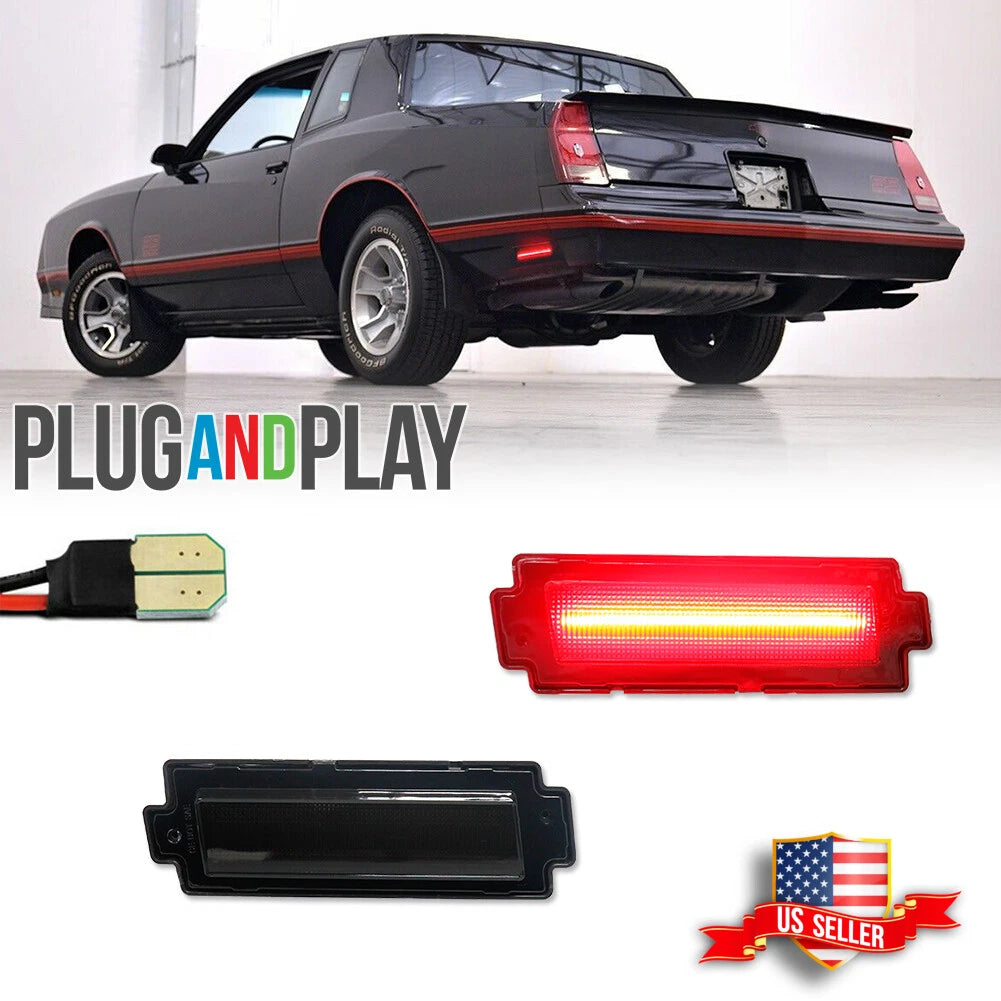 Smoked Red LED Rear Bumper Side Marker Lights for Chevy Monte Carlo SS (1981–1988)