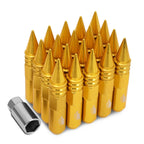 20 Pcs J2 7075 Forged Aluminum M12x1.5 Spiky Cap Lug Nuts w/Adapter Gold