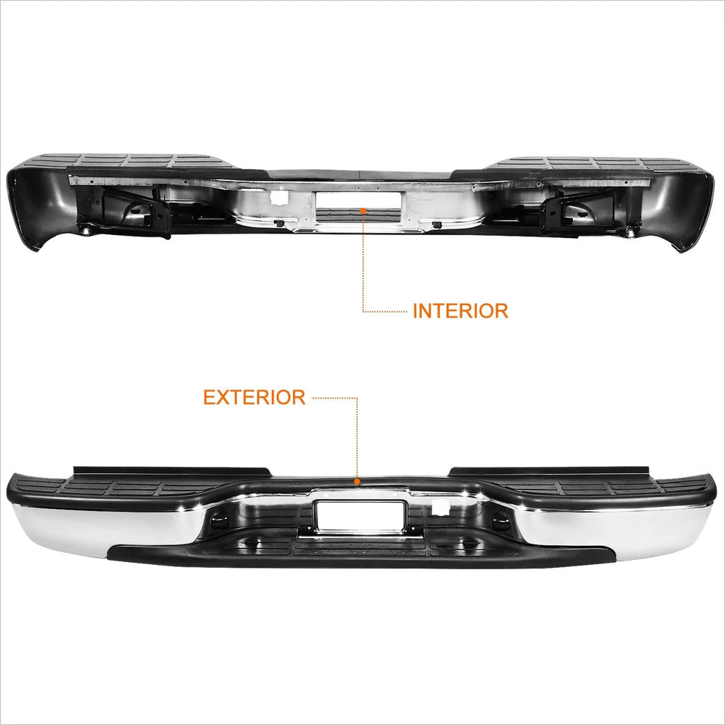 Rear Step Bumper for Silverado/Sierra 2500HD 3500 (2001–2007) w/ License Plate Lights