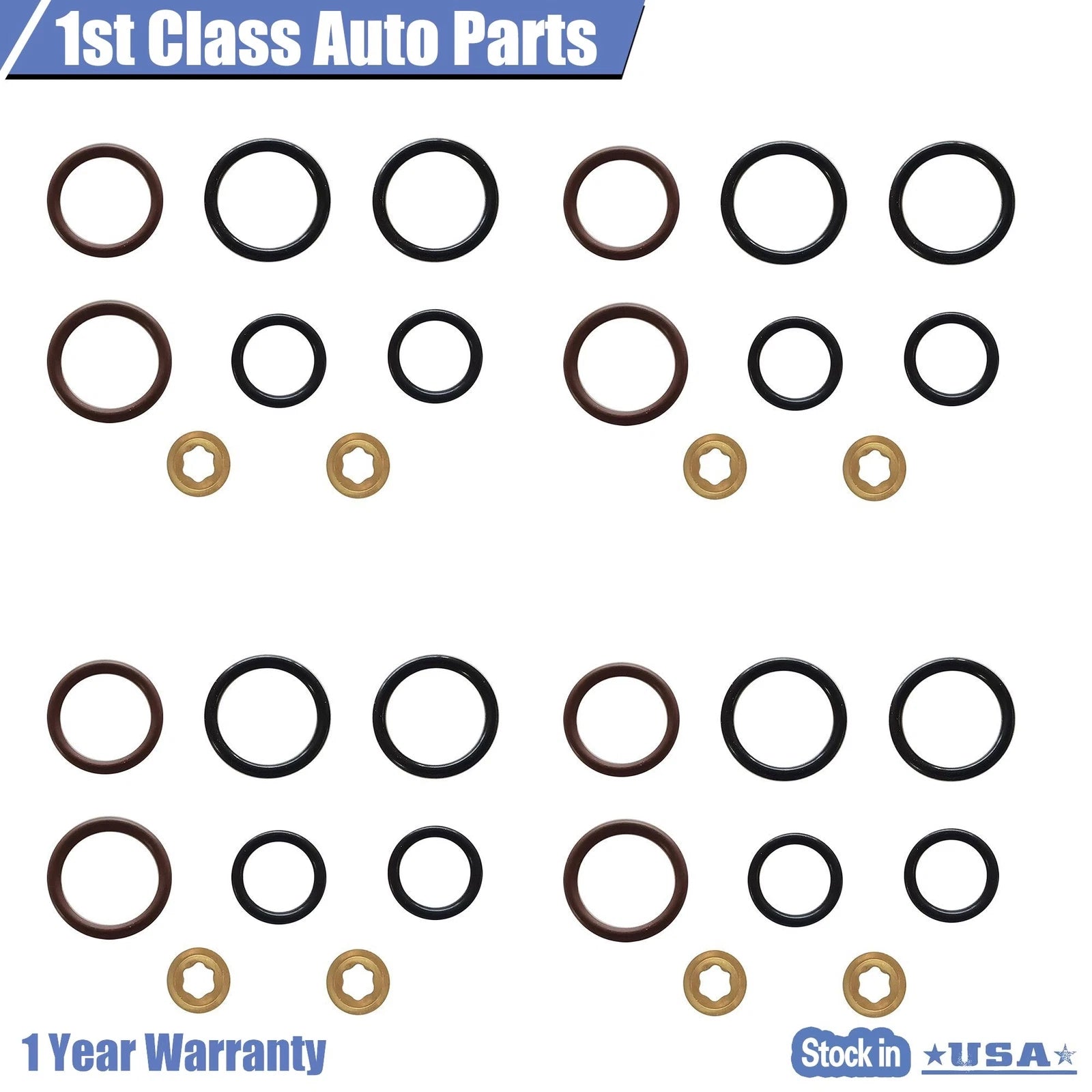 Set of 4 Turbo Diesel Fuel Injector O-Ring Kit for Ford E350 (2004–2005)