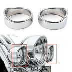 Set of 2 Passing Lights Lamp Trim Ring Bezel Cover for Harley FLHT FLHR Chrome