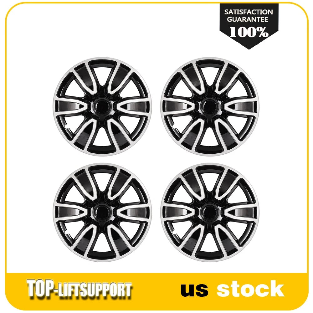 Set of 4 Wheel Hub Caps for R15 Tire (15" Inch) Black & White