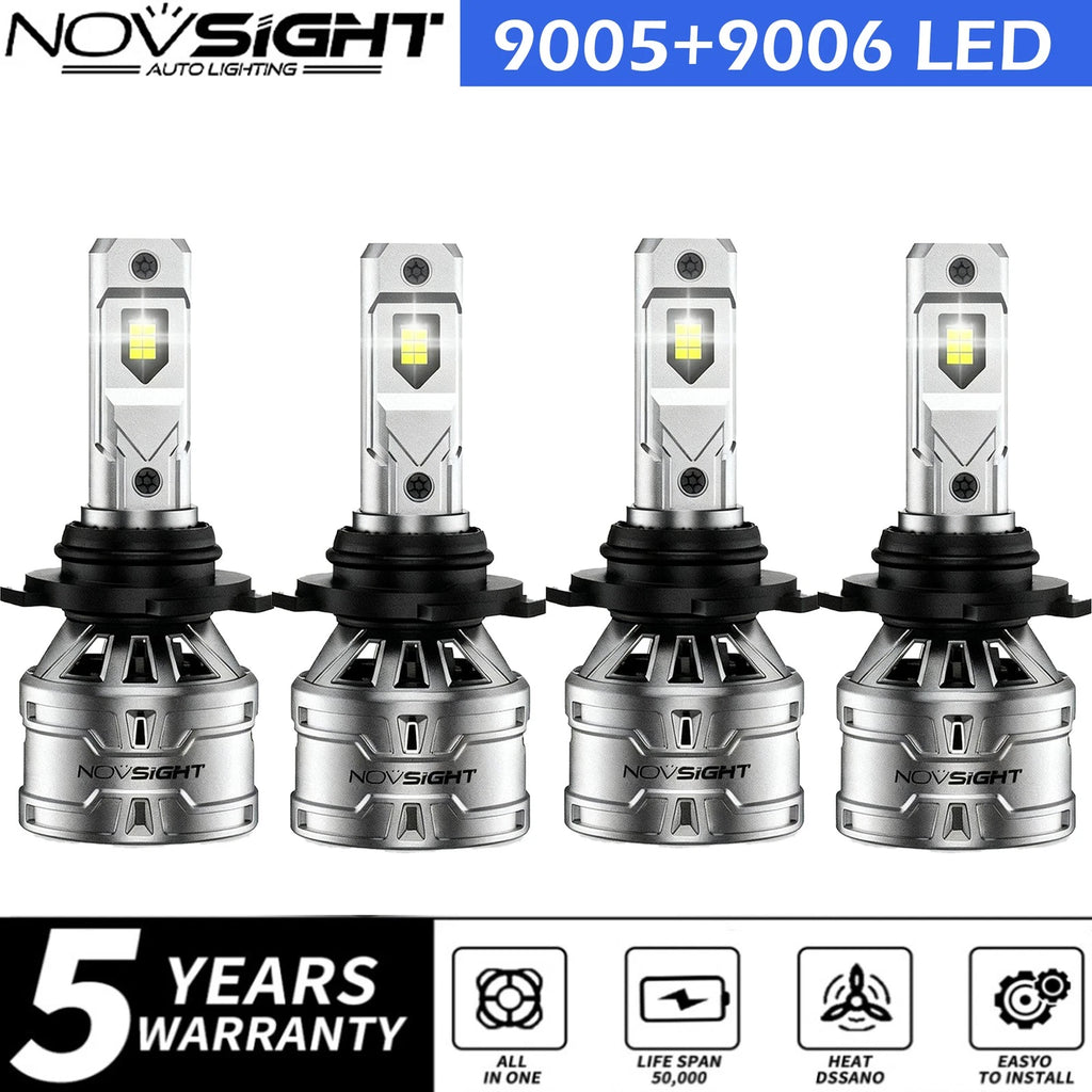 2X 9005 + 9006 LED Headlight Bulbs for NOVSIGHT (6500k)