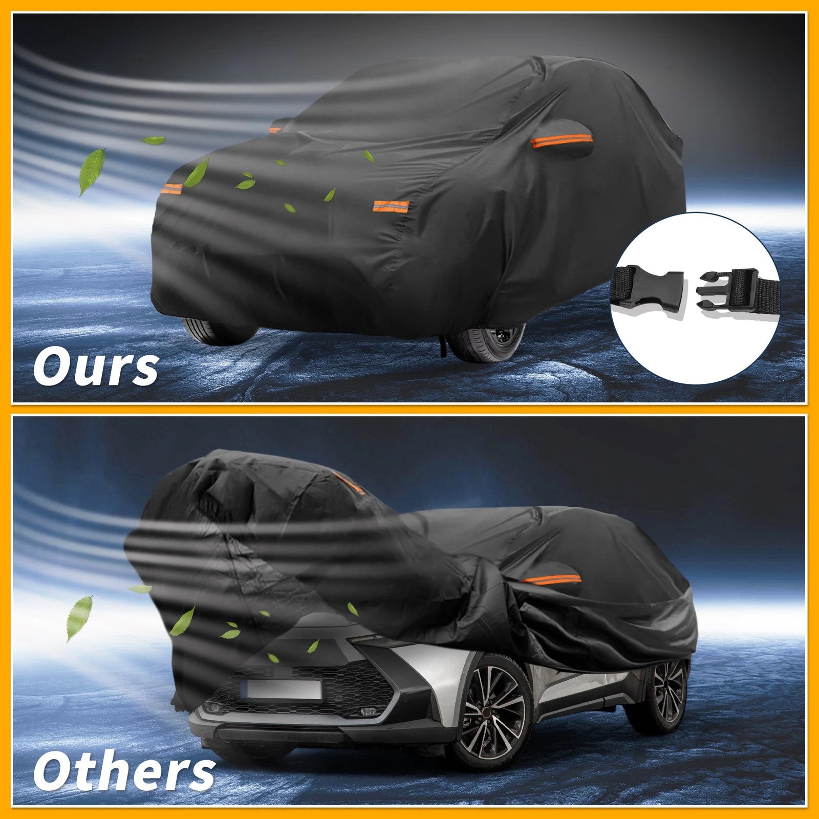 Waterproof Car Cover for Toyota C-HR (2017–2023) Black 190T-PU with Zipper