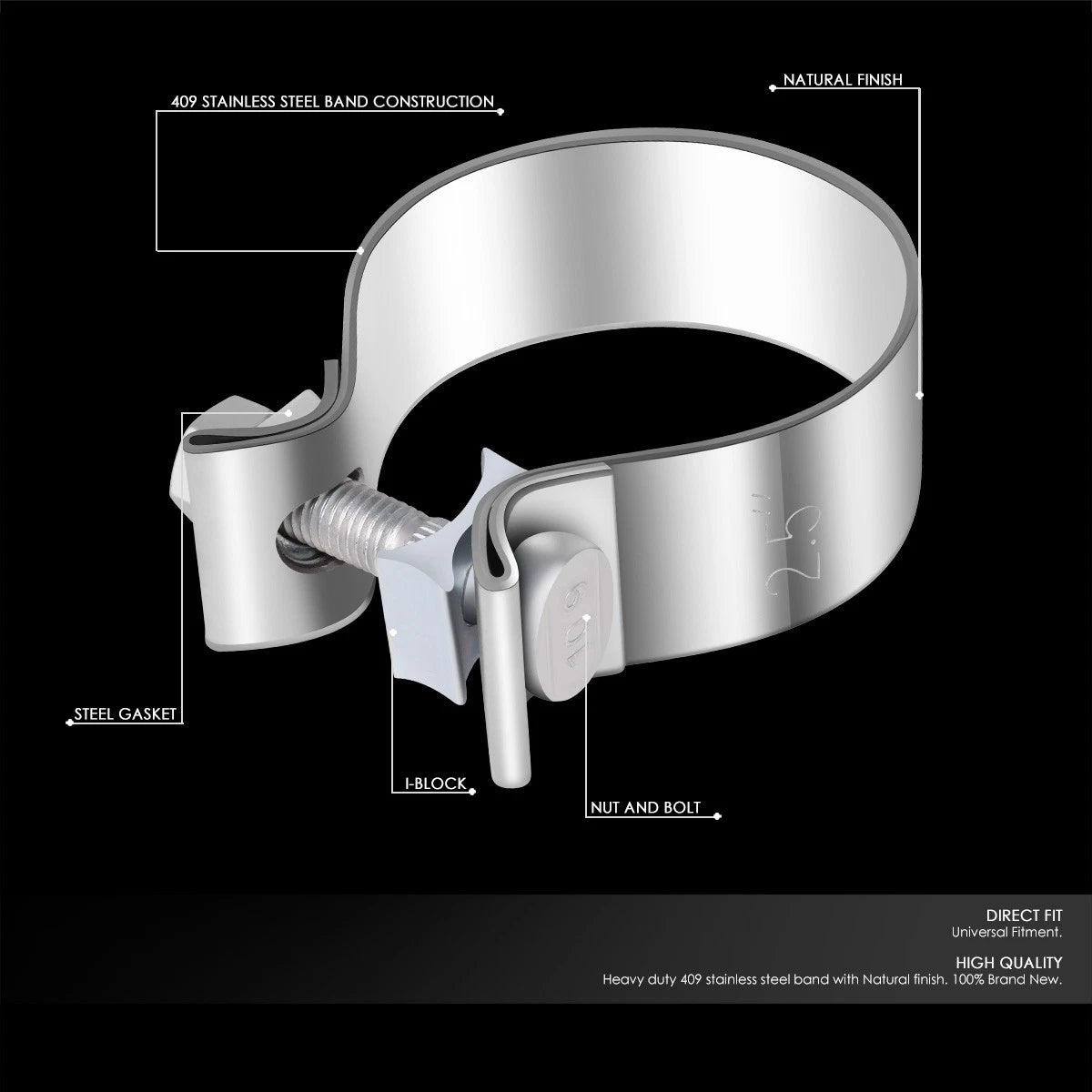 2X 2.5" OD Exhaust Clamp Muffler Pipe Sleeve Coupler for Universal