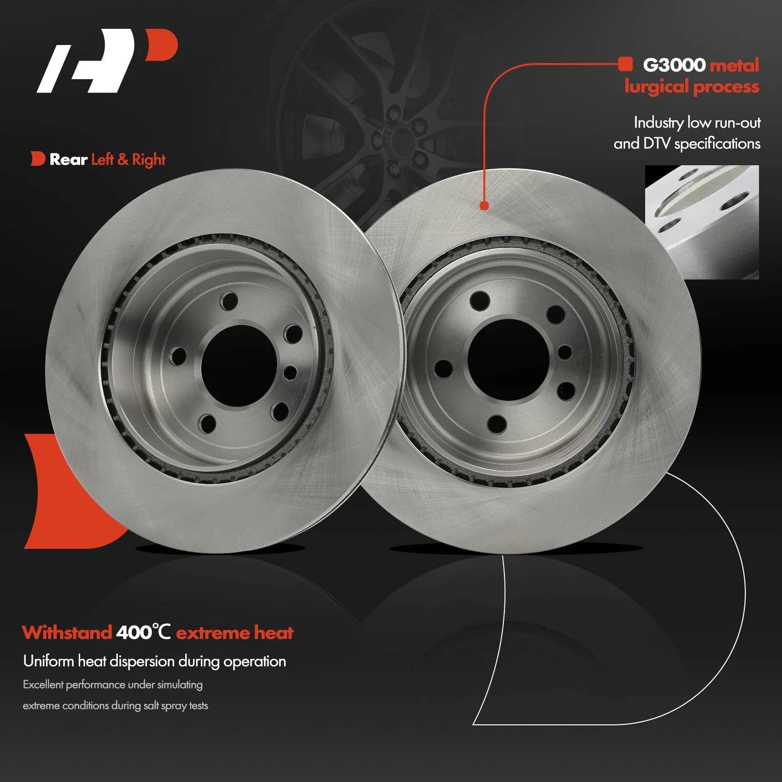 2Pcs Rear Disc Brake Rotors for BMW F10 528i 535d 535i xDrive (2011–2017)