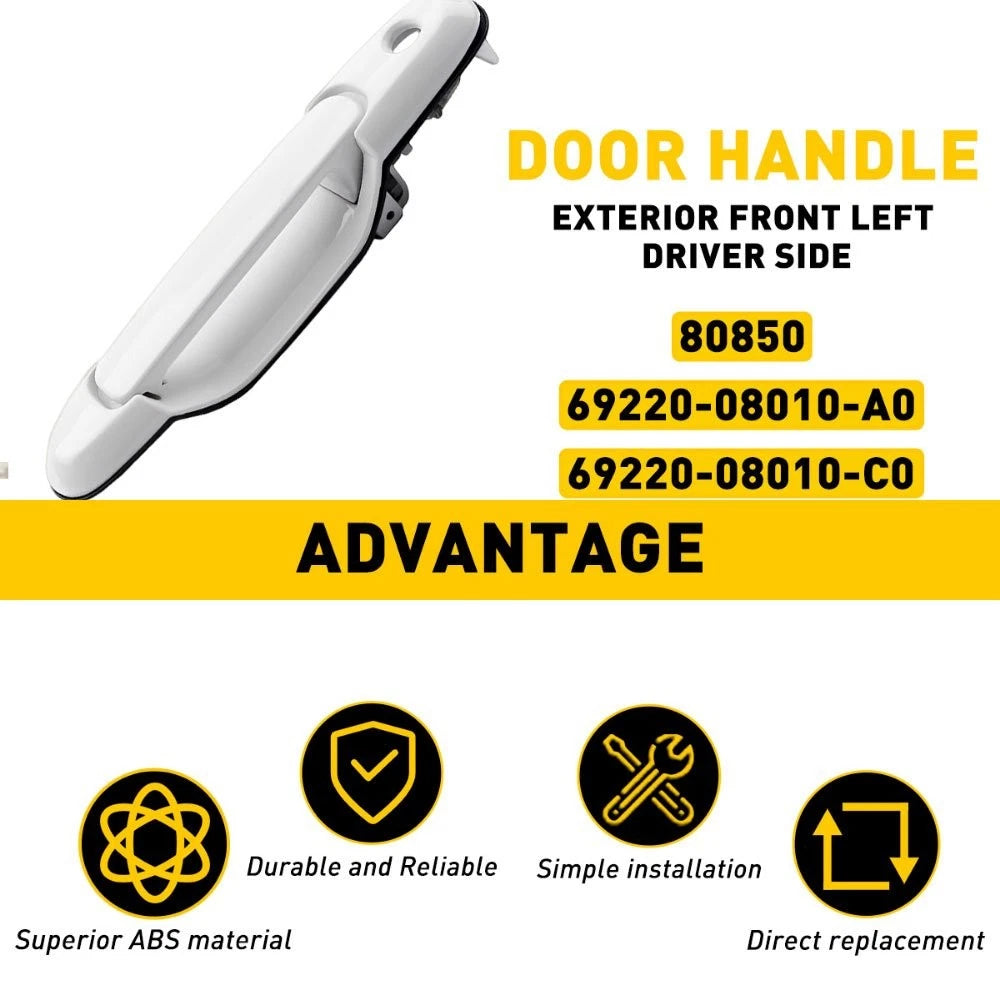 Front Left Exterior Door Handle for Toyota Sienna (1998–2003) - White