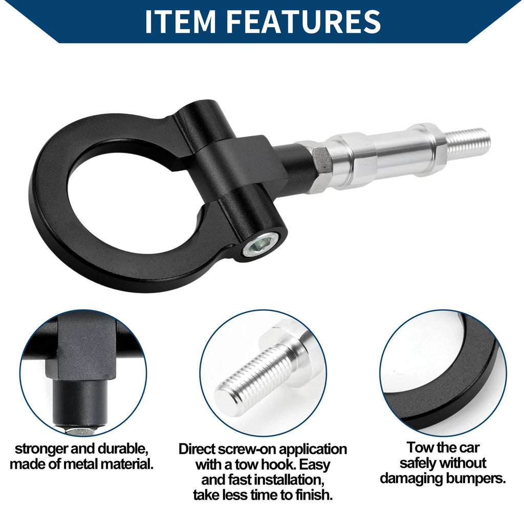 Tow Hook for Honda S2000 (2000–2009) - Metal Towing Hook Ring, Black