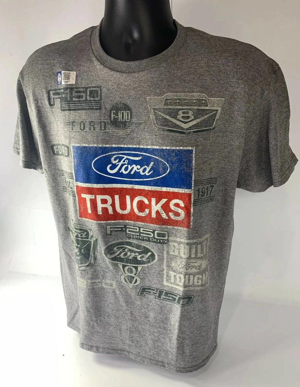 Gray T-Shirt for Ford Trucks Logo with Oval and F-100 (1965–1975)