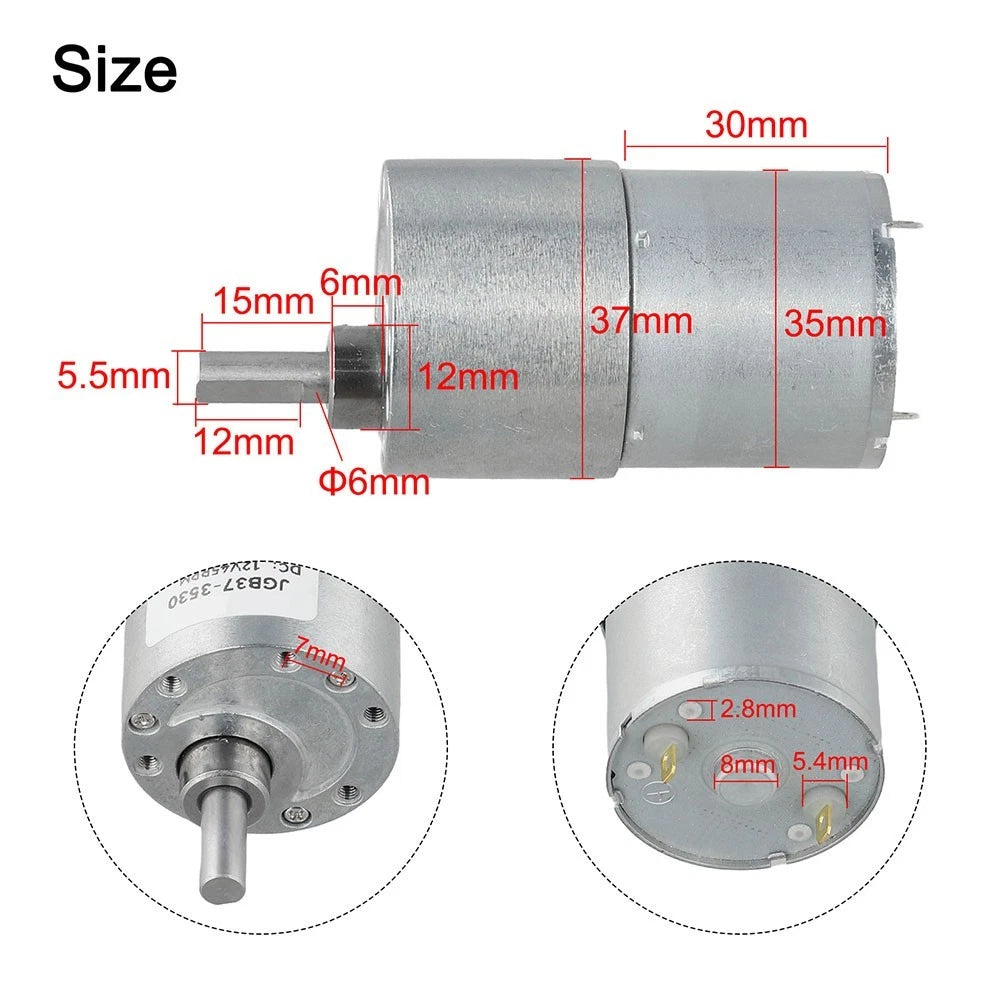 DC Gear Motor 12V JGB373530 107RPM for Smooth Transmission (2010–2023)