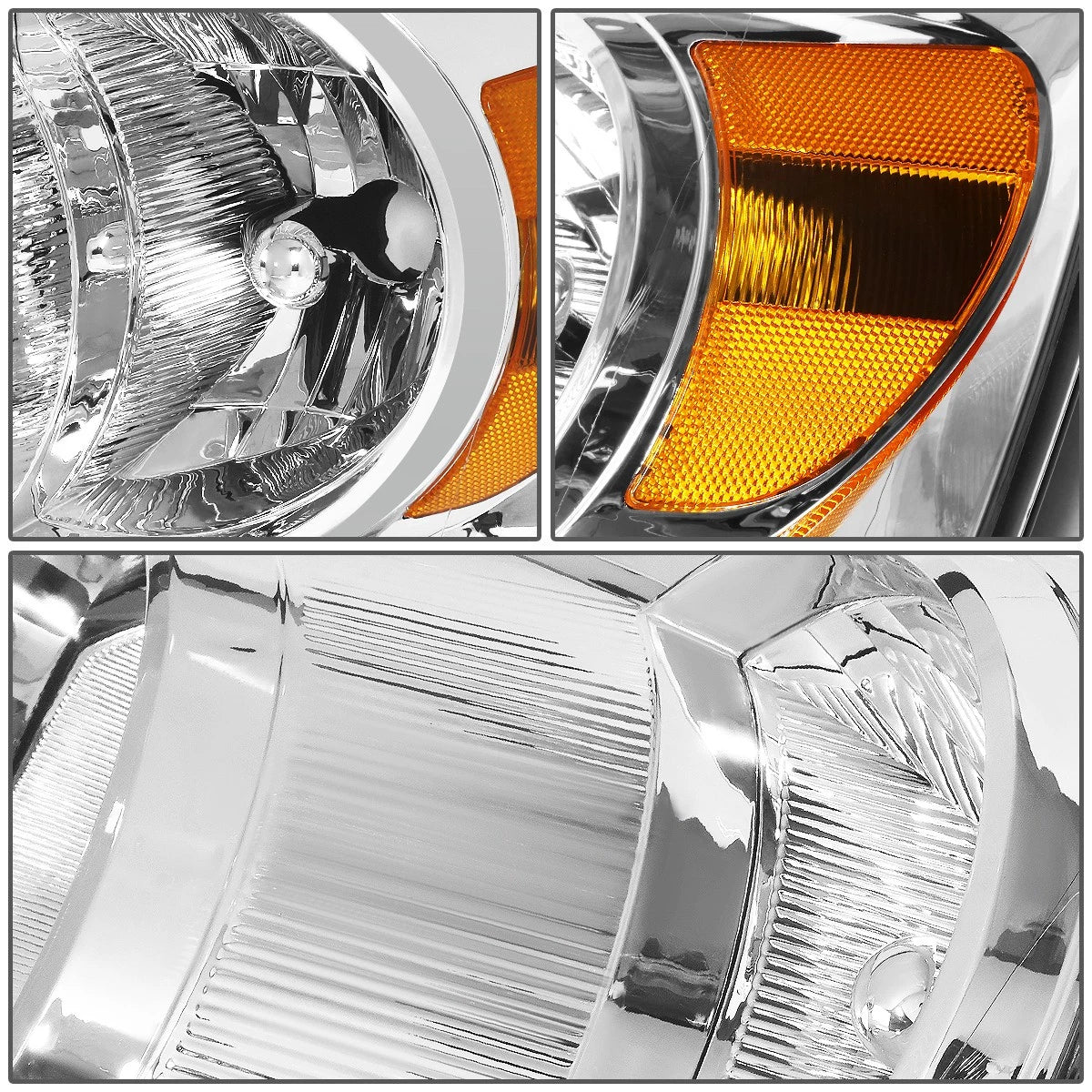 Chrome Housing Amber Side Headlights for Dodge Ram 1500 2500 (2006–2009)