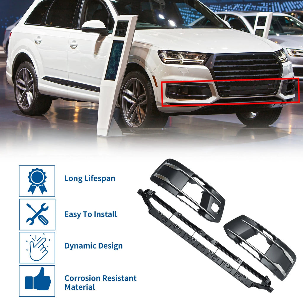 Set of 1 Front Lower Bumper Grille for Audi Q7 (2016–2019) Black ABS