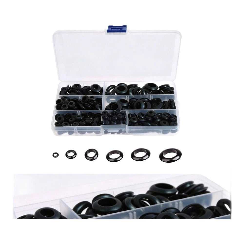 260pcs Black Rubber Grommet Kit for Auto RV Marine Wiring Protection